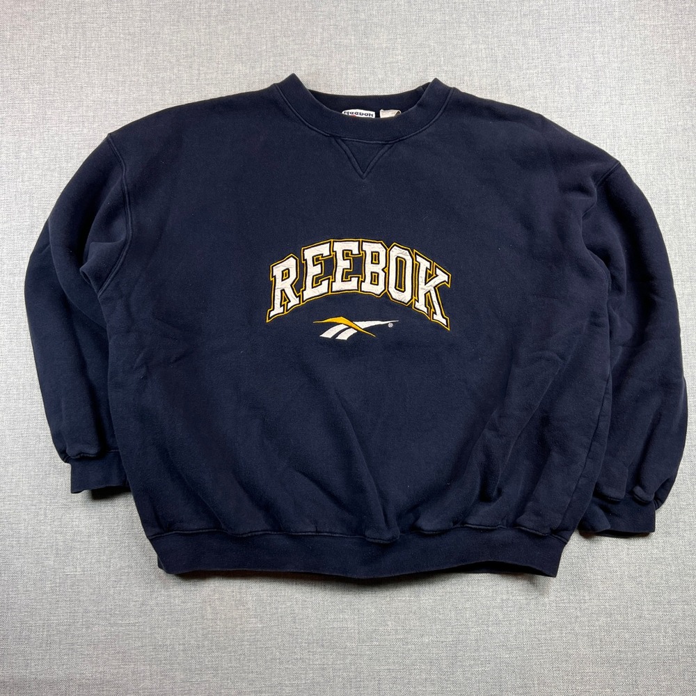 VTG 90s Reebok Embroidered Logo Crewneck Sweatshirt Men XXL Navy Streetwear